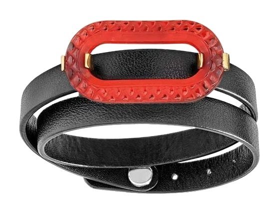 Lalique Jewelry - Animale Leather Bracelet Red Crystal