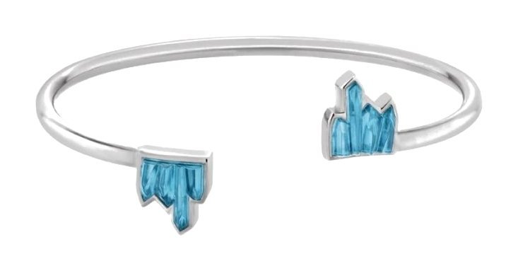 Lalique Jewelry - Terramineral Bangle Aqua Blue Crystal Silver