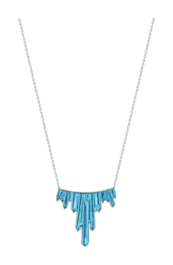 Lalique Jewelry - Terramineral Necklace Aqua Blue Crystal Silver