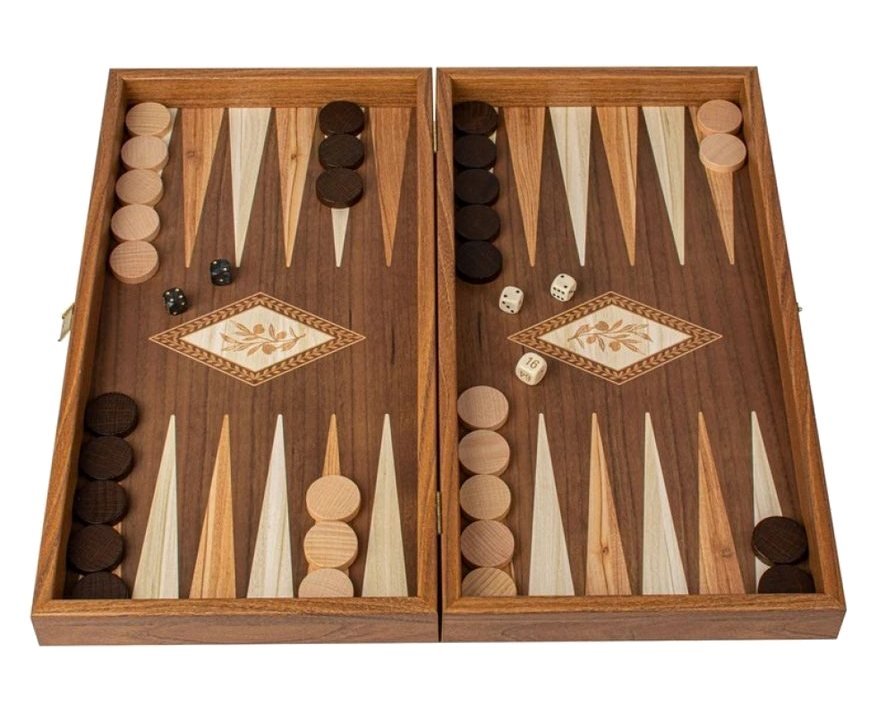 Manopoulos - Backgammon/Chess Olive Wood Replica