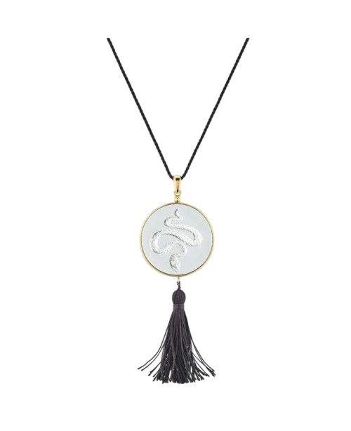 Snake Pendant Clear Crystal, 18K